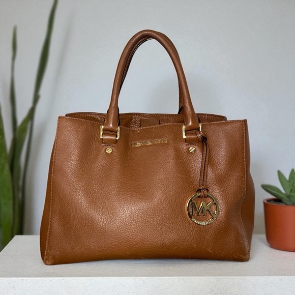 Michael Kors Handbags - Michael Kors Tan Leather Satchel